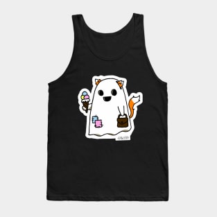 Cute little funny fox ghost cat tail eat ice cream Tank Top